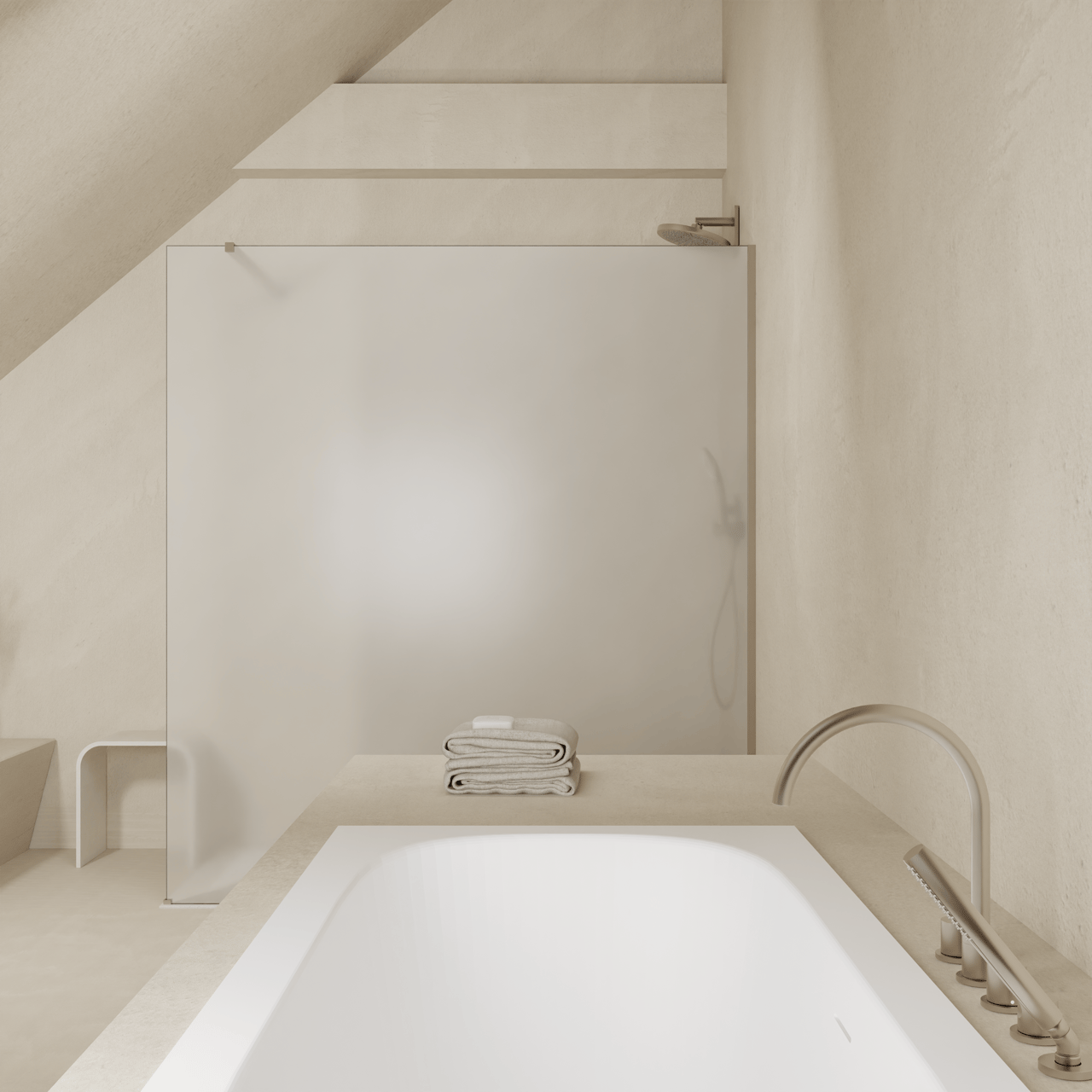 Balmani Modular douche à l'italienne: 160 x 200 cm, Permafrost, avec coating, Profil Brushed Inox