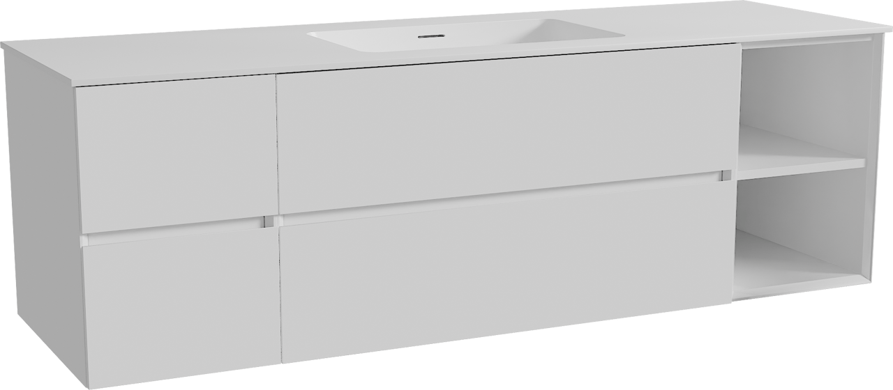 Storke Edge meuble salle de bains suspendu 165 x 52 cm blanc brillant avec Mata plan simple en solid surface blanc mat