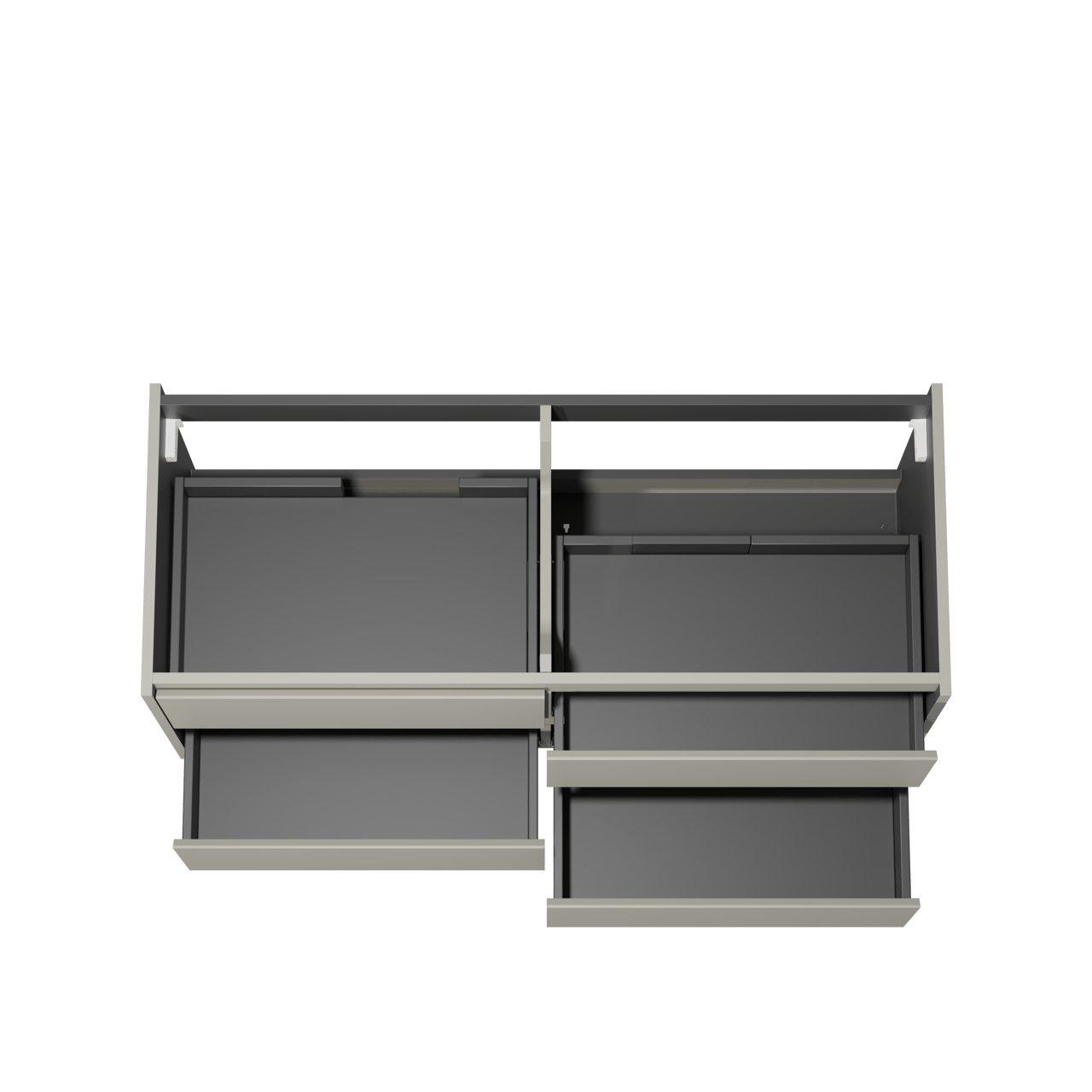 Storke Seda hängender Waschbeckenunterschrank: 130 x 52 cm, Seidengrau, 4 Schubladen