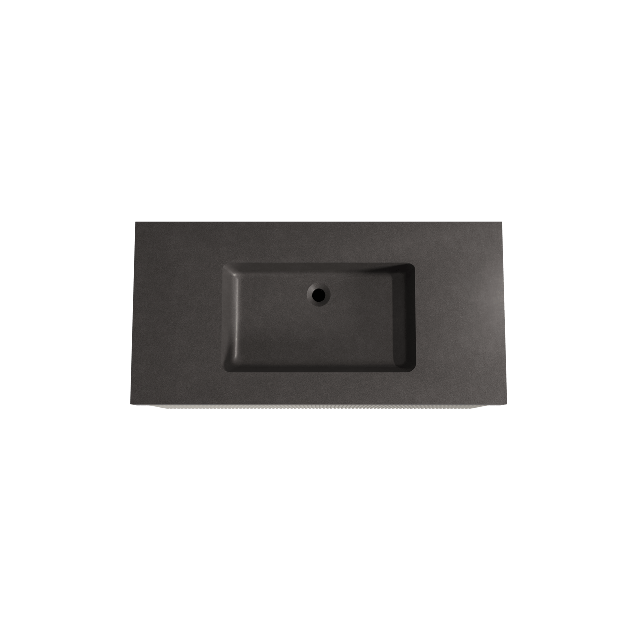 Storke Ribs zwevend badmeubel 105 x 52 cm zijdegrijs met Scuro High enkele wastafel in kwarts mat zwart, Verticale symmetrische rechte ribbel