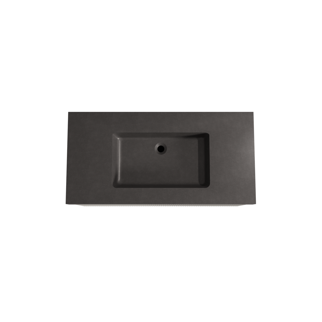 Storke Ribs zwevend badkamermeubel 105 x 52 cm zijdegrijs met Scuro High enkele wastafel in kwarts mat zwart, Verticale symmetrische rechte ribbel