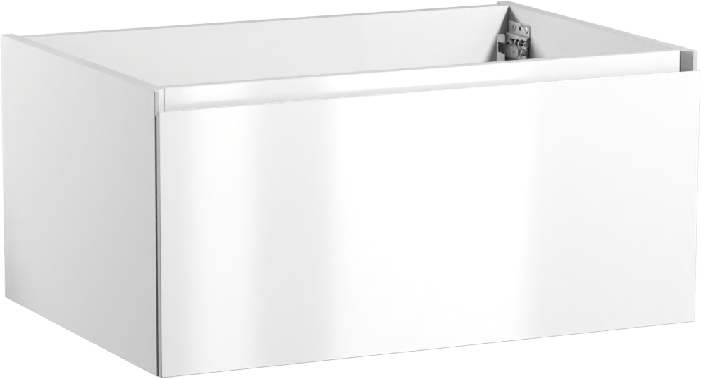 Storke Edge hängender Waschbeckenunterschrank: 75 x 52 cm, Weiß glänzend, 1 Schublade