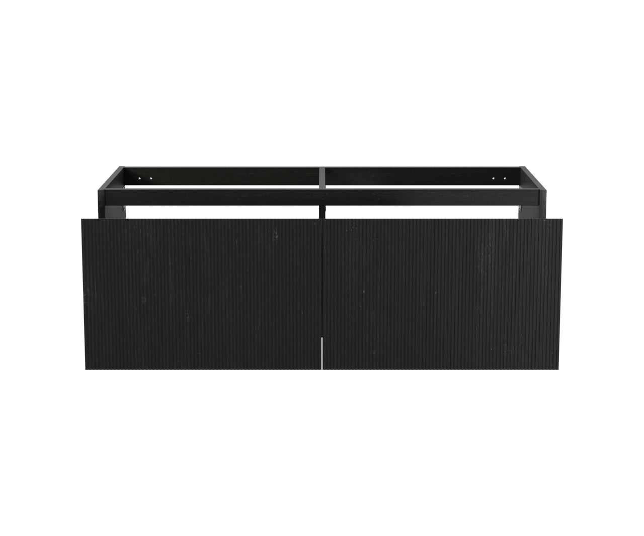 Balmani Fila hängender Waschbeckenunterschrank: 135 x 55 cm, Eiche Schwarz, Furnierholz, 4 Schubladen