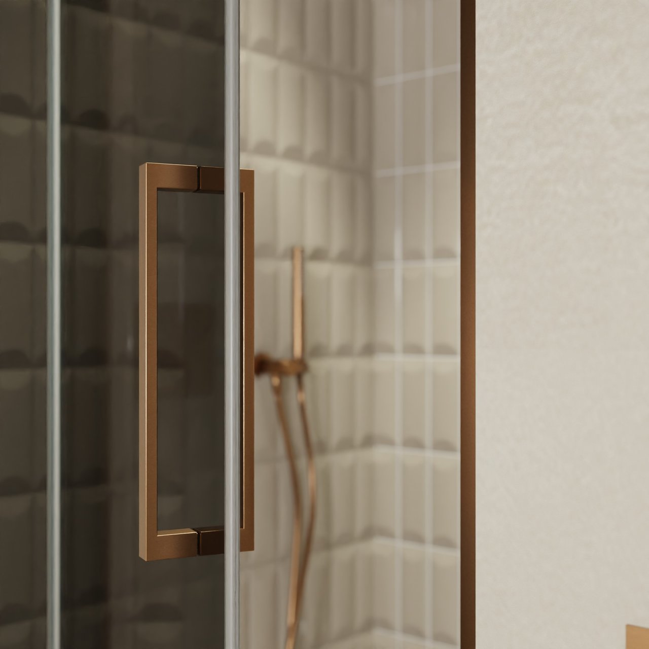 Balmani Senses Design douche draaideur links 100 cm x 210 cm Rookglas, Brushed Rosegold profielen, met coating