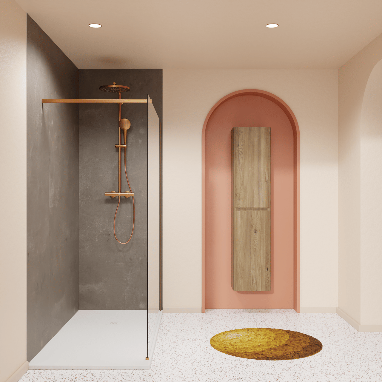 Luca Varess Groovy Duschrückwand Set 2 x 120x260 cm, SPC, Pemba Warm Grey