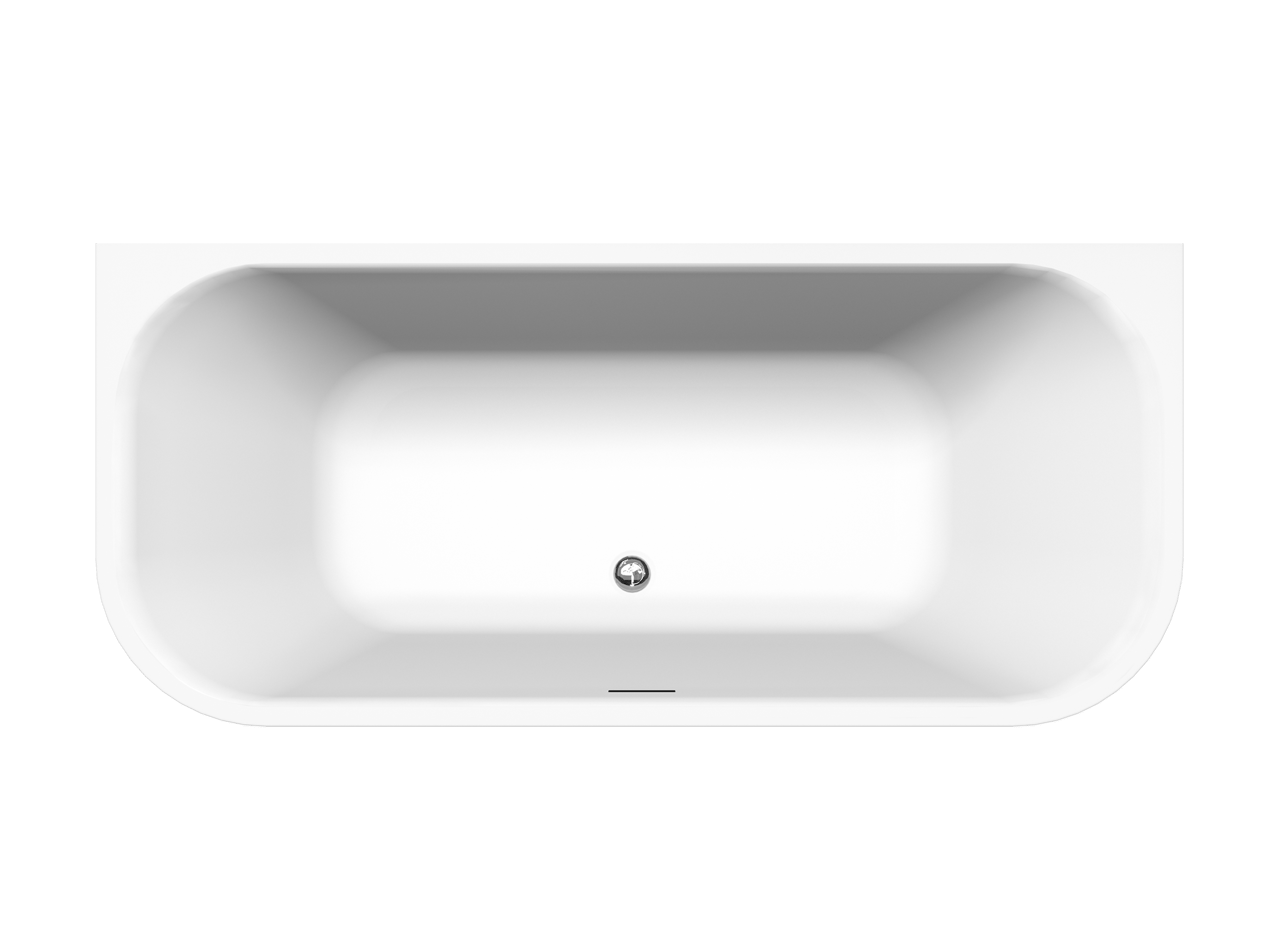 Luca Varess Mezzo halb freistehende Badewanne: 180 x 80 cm, Acryl, Weiß matt