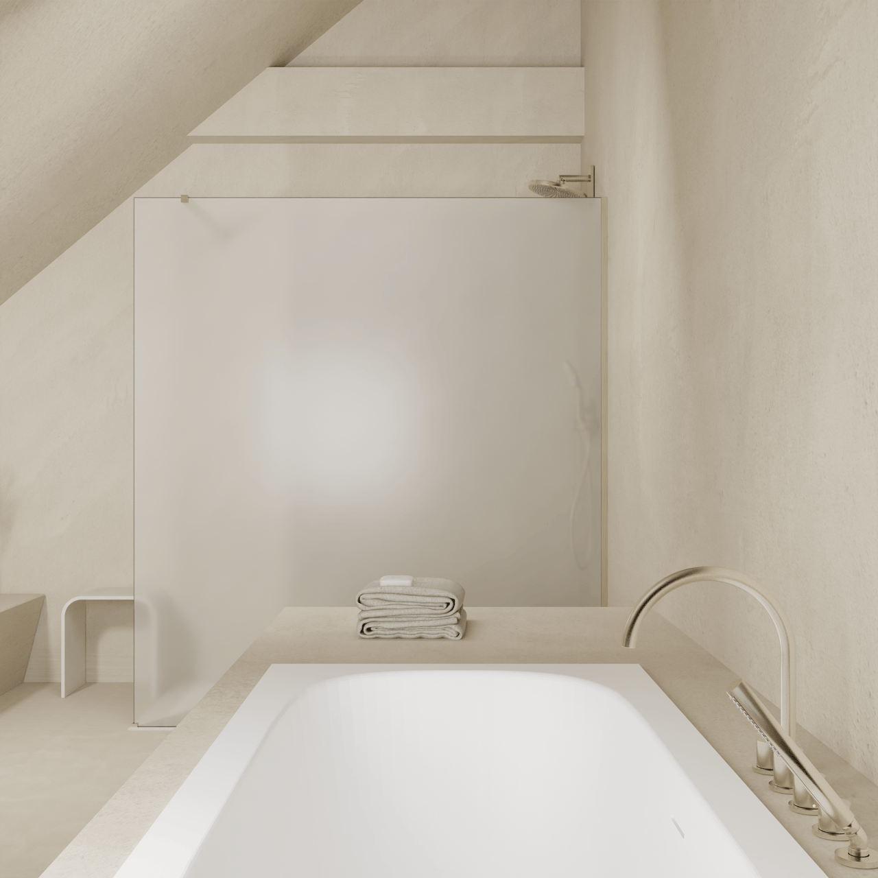 Balmani Modular douche à l'italienne: 160 x 200 cm, Permafrost, avec coating, Profil Brushed CoolMetal