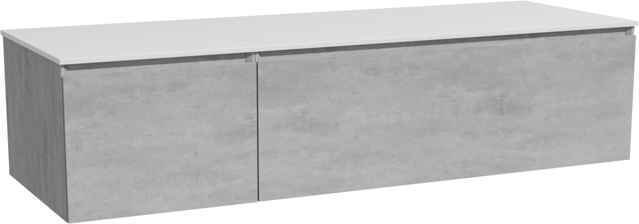 Storke Edge zwevend badkamermeubel 150 x 52 cm beton donkergrijs met Tavola enkel of dubbel tablet in solid surface mat wit