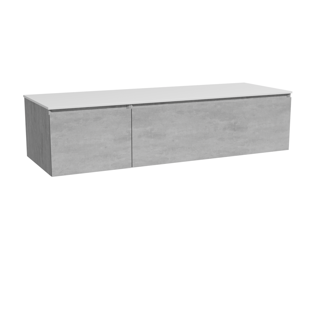 Storke Edge meuble salle de bains suspendu 150 x 52 cm béton gris foncé avec Tavola tablette simple ou double en solid surface blanc mat