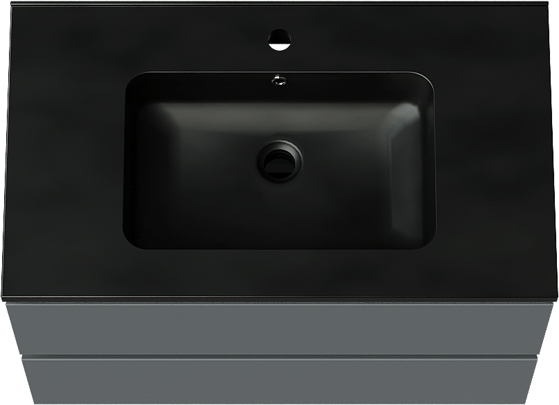 Linie Lado zwevend badmeubel 80 x 46 cm blauw antraciet met Vano enkele wastafel in composietmarmer mat zwart