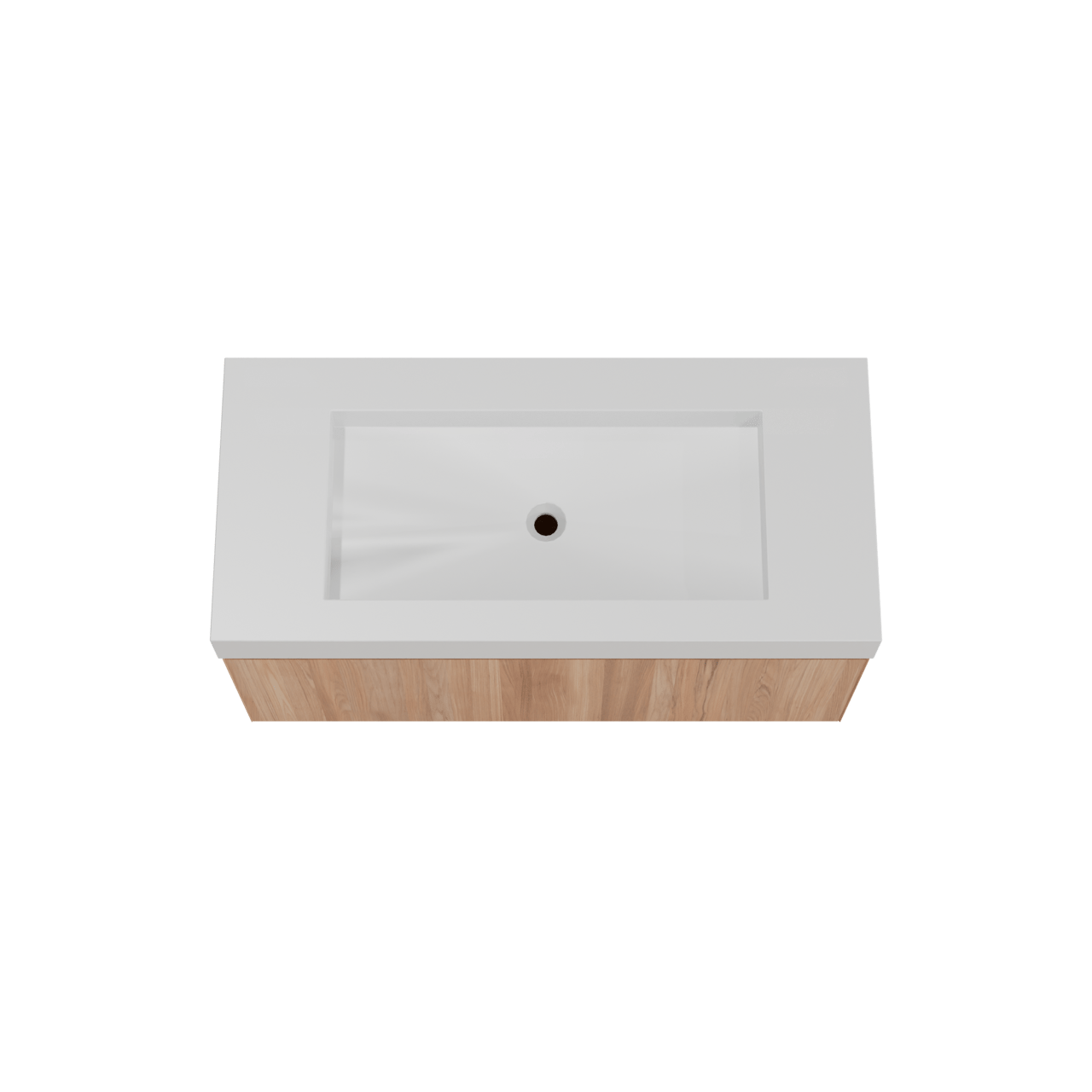Balmani Idra meuble salle de bains suspendu 120 x 55 cm teck avec Modus plan simple pour 2 trous de robinet en solid surface blanc mat