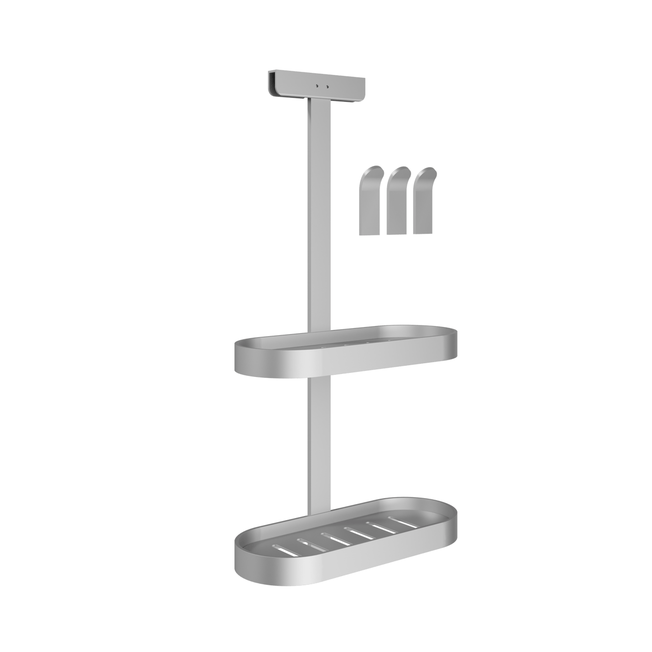 Linie Lucy porte-shampooing double pour paroi de douche avec crochets pour serviette chrome mat