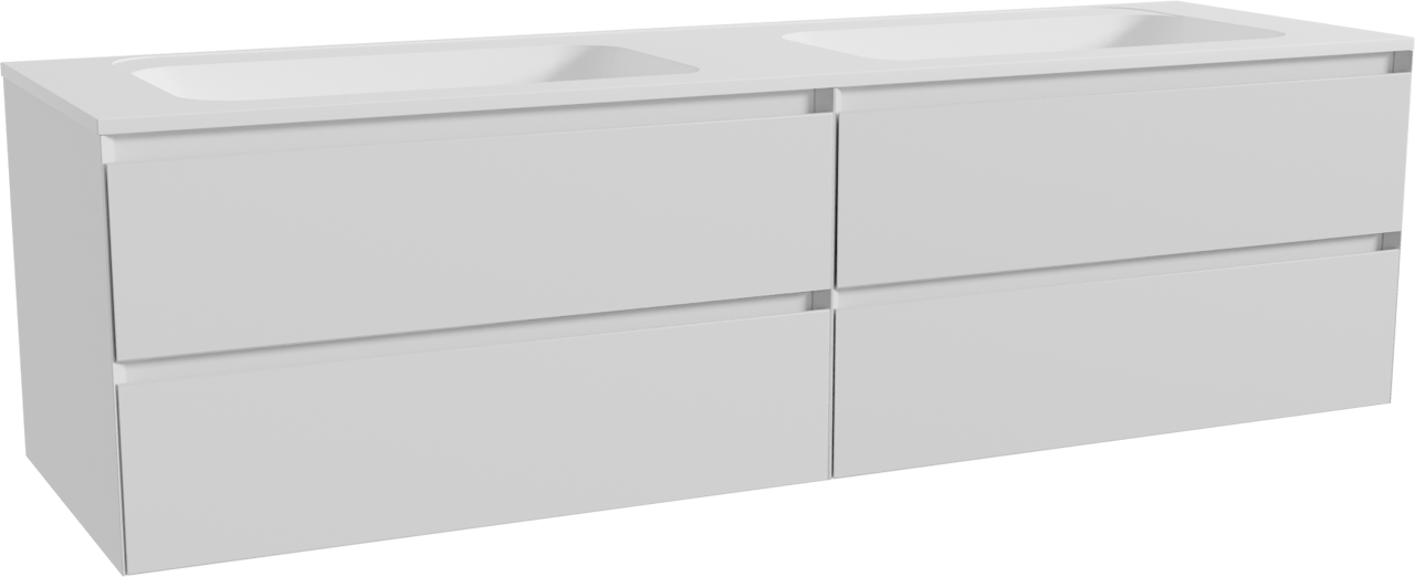 Balmani Mitra meuble salle de bains suspendu 180 x 55 cm blanc mat avec Tablo Strada double vasque en marbre composite blanc mat