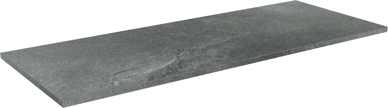 Linie Lado freistehendes Möbelstück Set: 120 x 46 cm, Naturbelassene Eiche, mit Lado Einzel- oder Doppel Waschtischplatte, Melamin Schiefergrau