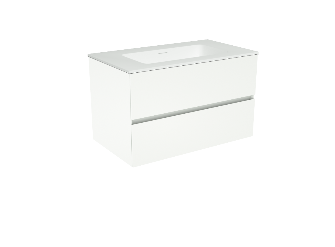 Storke Edge meuble salle de bains suspendu 80 x 46 cm blanc mat avec Mata plan simple en solid surface blanc mat