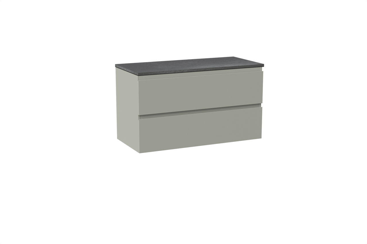 Linie Lado meuble salle de bains suspendu 100 x 46 cm greige avec Lado tablette simple ou double en mélaminé ardoise gris