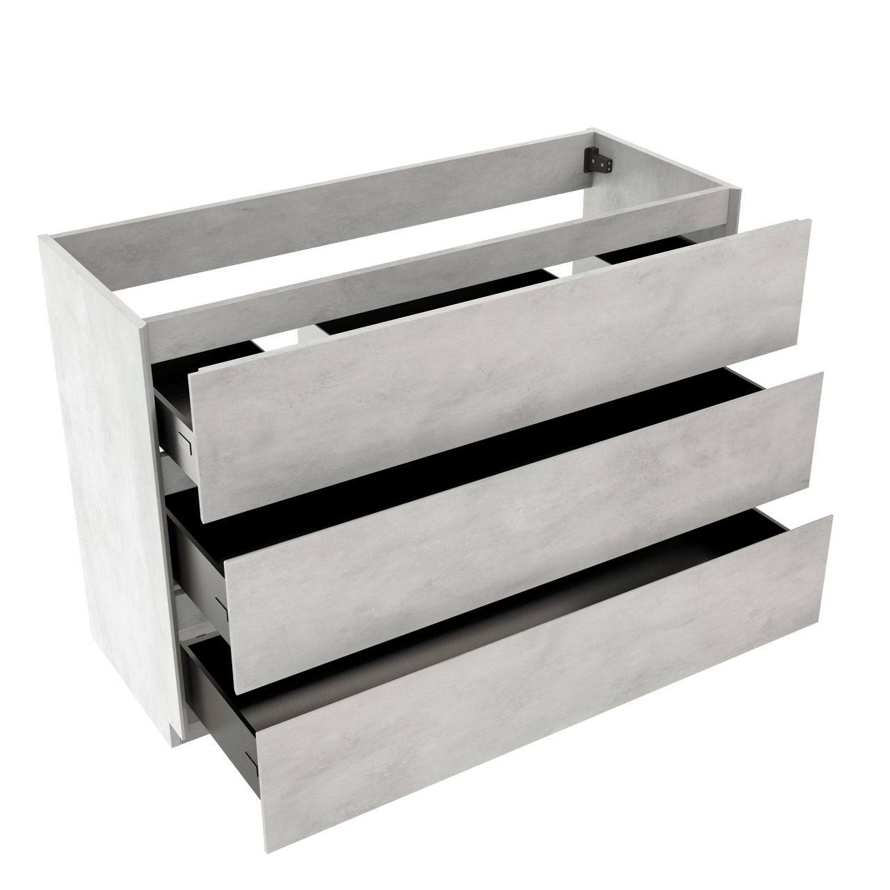 Storke Edge staande wastafelonderkast 120 x 46 cm beton zilvergrijs 3 lades 2 sifonuitsparingen