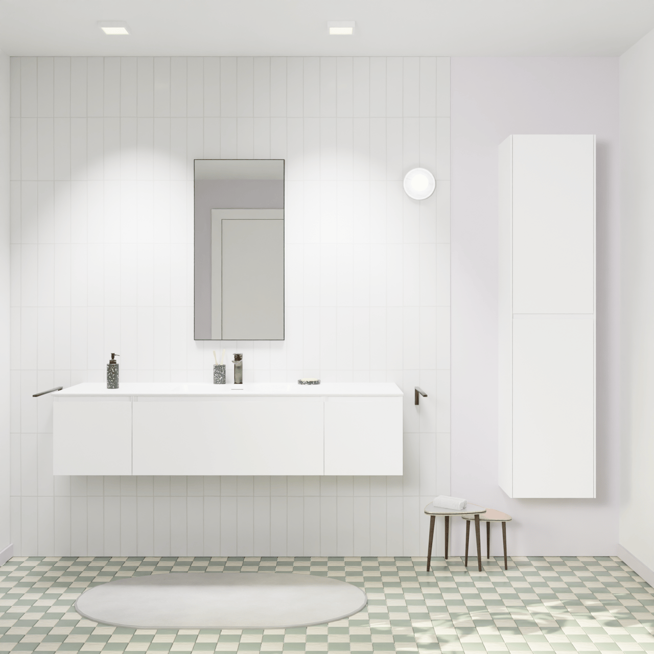 Storke Edge zwevend badkamermeubel 155 x 52 cm mat wit met Mata enkele wastafel in solid surface mat wit