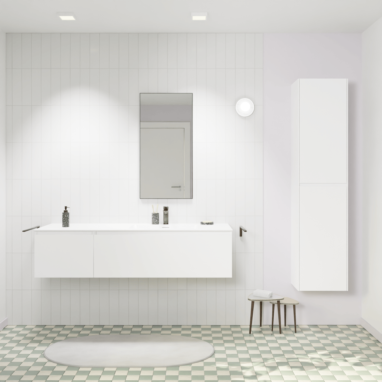 Storke Edge zwevend badmeubel 150 x 52 cm mat wit met Mata asymmetrisch rechtse wastafel in solid surface mat wit