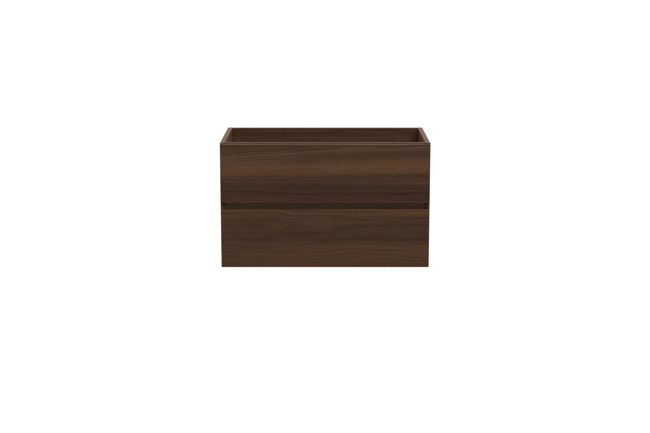 Storke Edge zwevende wastafelonderkast 80 x 46 cm notenhout 2 lades