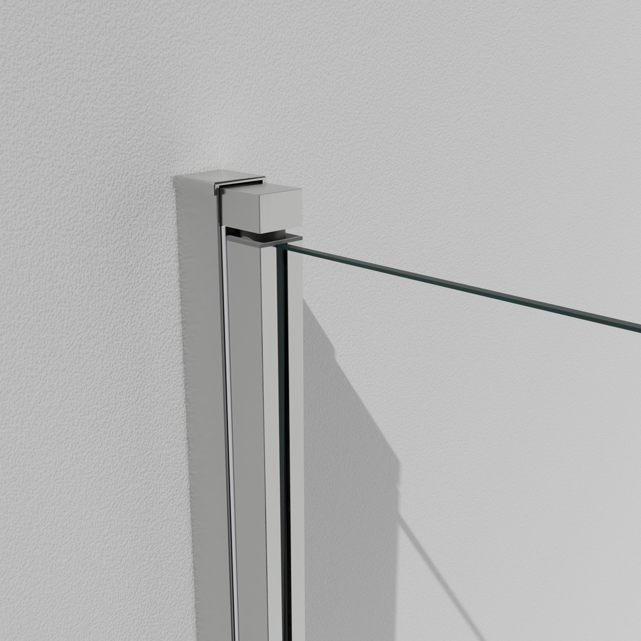 Luca Varess Kuresa enkele badwand 85cm helder glas met matte strook glanzend chroom profiel