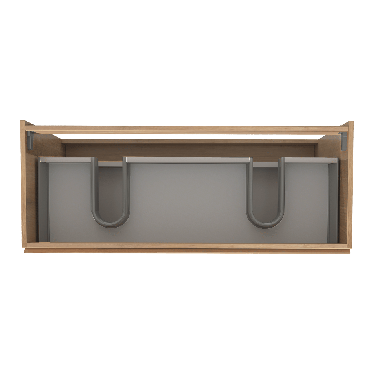 Storke Delta meuble sous-lavabo a poser 120 x 48 cm chêne naturel 3 tiroirs 2 découpés de siphon