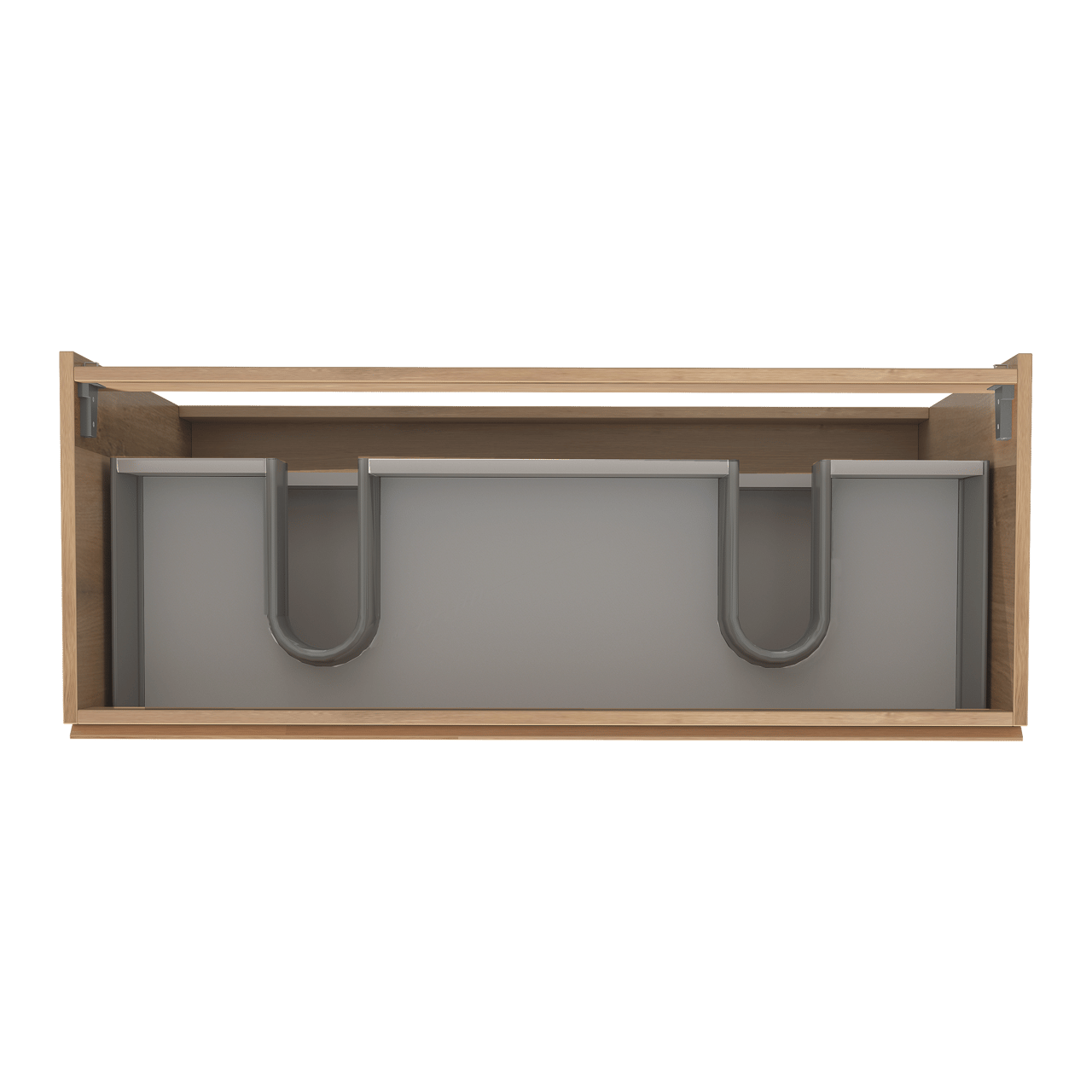 Storke Delta staand wastafelonderkast 120 x 48 cm naturel eiken 3 lades 2 sifonuitsparingen