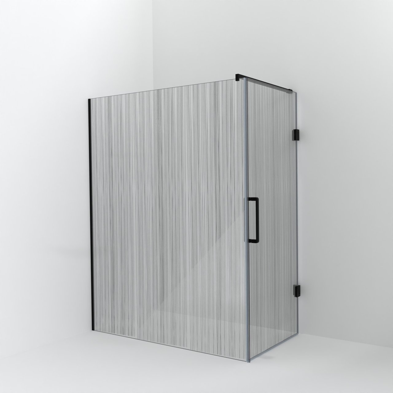 Balmani Modular douche à l'italienne avec porte: 160 x 200 cm avec porte 90 cm, Mikado, Profil Noir mat