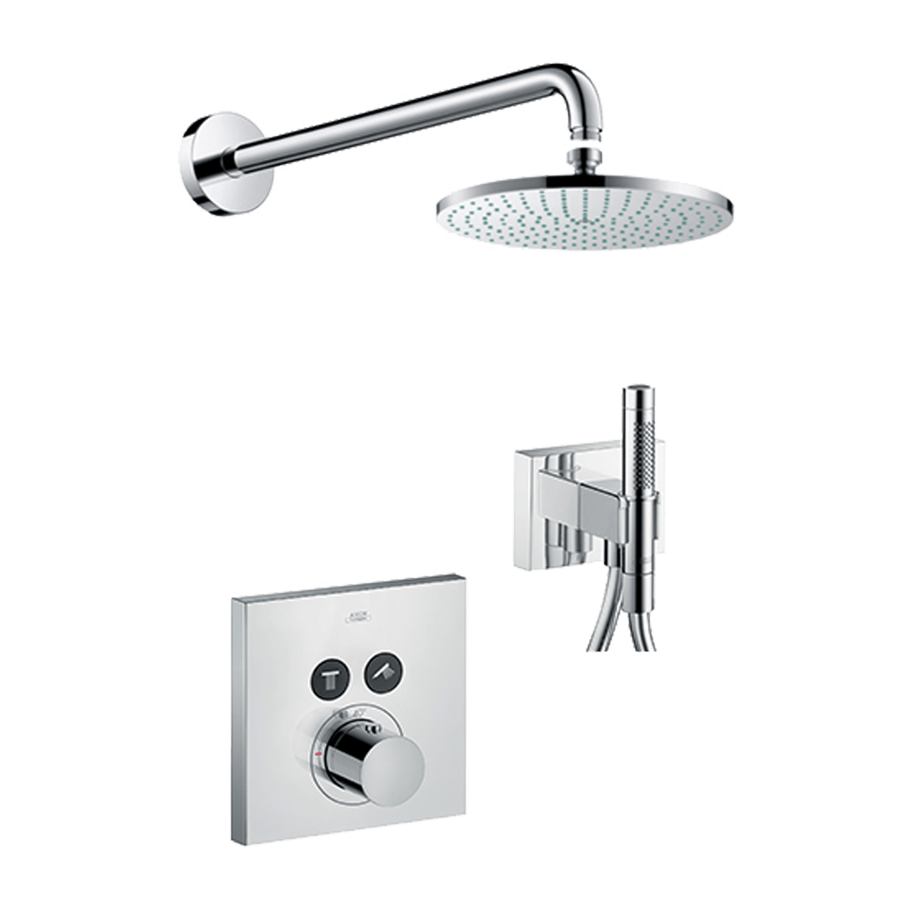 Axor Showerselect Square Unterputz Thermostat-Duscharmatur: für 2 Verbraucher, Chrom glänzend