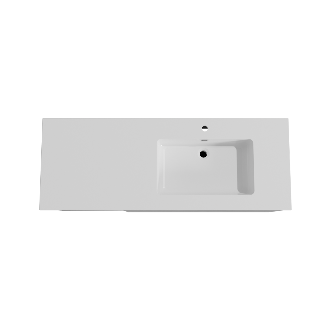 Storke Edge meuble salle de bains suspendu 140 x 52 cm béton gris foncé avec Diva plan vasque asymétrique à droite en marbre composite blanc brillant