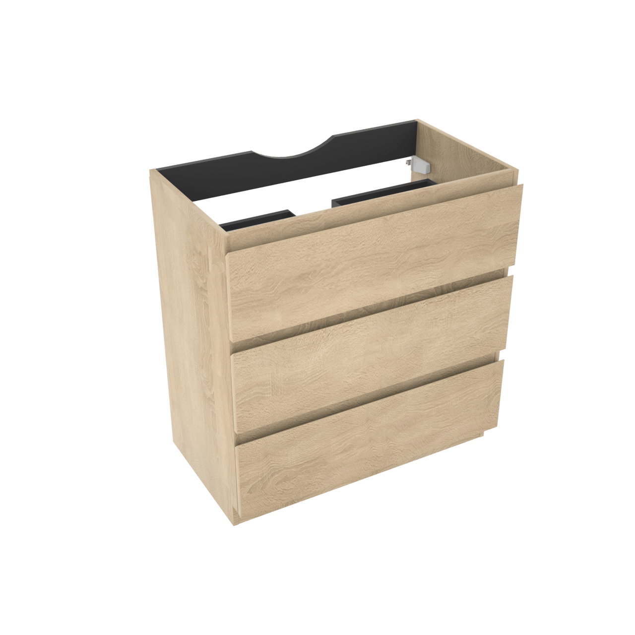 Linie Lado staande wastafelonderkast 80 x 46 cm witte eik 3 lades