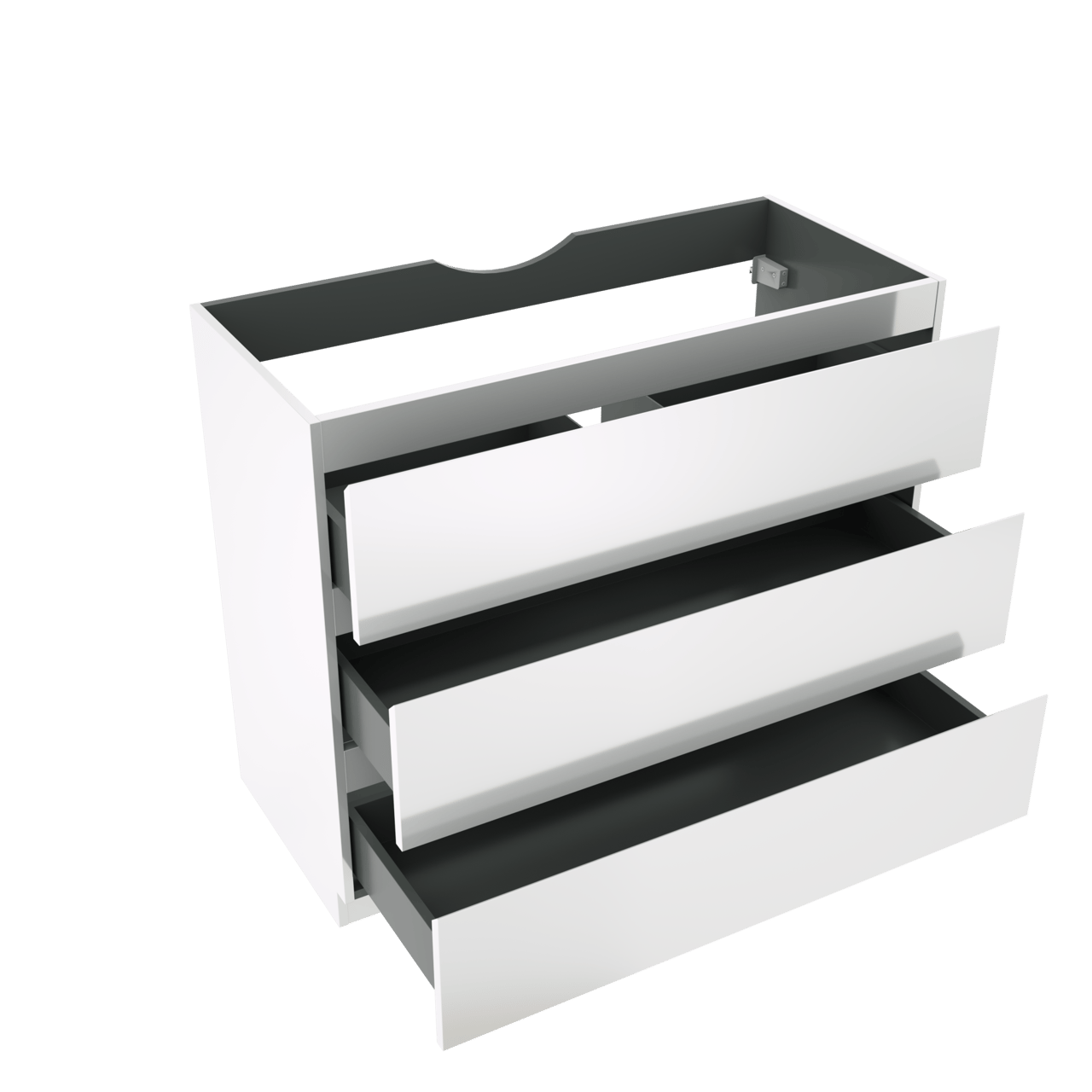 Linie Lado staande wastafelonderkast 100 x 46 cm Glanzend Wit 3 lades