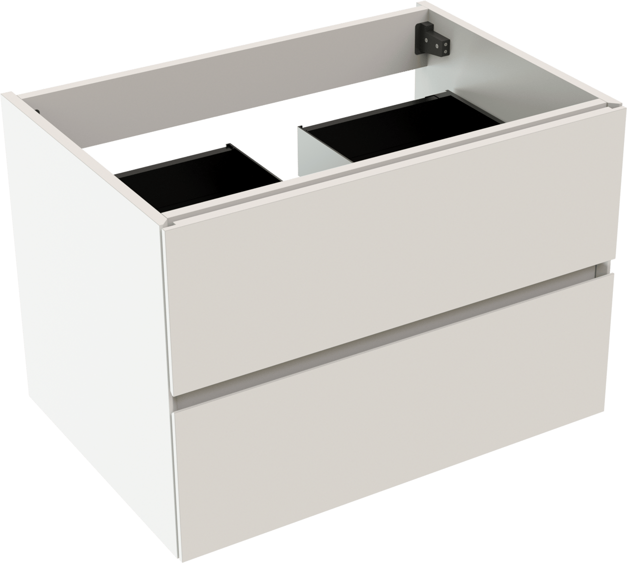 Storke Edge hängender Waschbeckenunterschrank: 75 x 52 cm, Weiß matt, 2 Schubladen