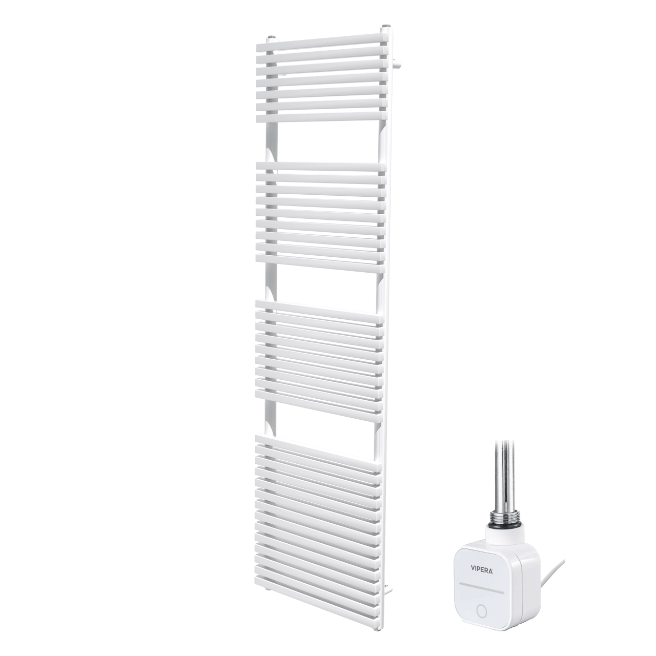 Vipera Vesuvio Einzel Handtuchheizkörper 50 x 180 cm Elektrische Heizung Weiß matt Seiten- und Mittelanschluss 982W, inkl. Widerstand