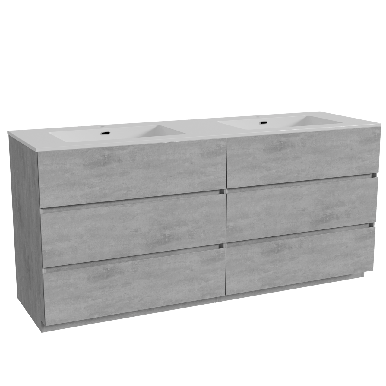 Storke Edge freistehendes Möbelstück Set: 170 x 52 cm, Beton dunkelgrau, mit Diva Doppelwaschtisch, Marmorkomposit Weiß glänzend