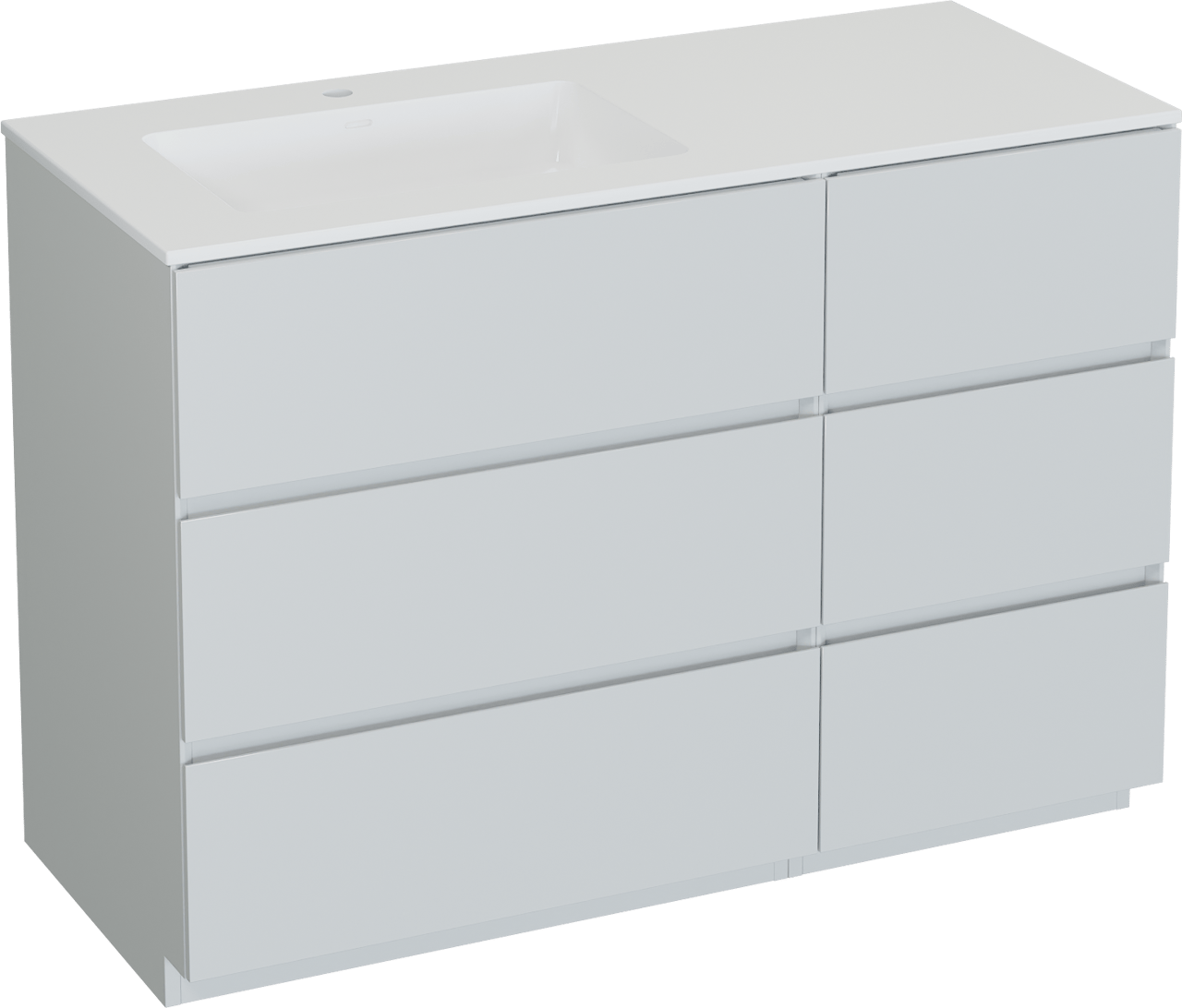 Storke Edge staand badkamermeubel 120 x 52 cm glanzend wit met Bilia asymmetrisch linkse wastafel in composietmarmer glanzend wit