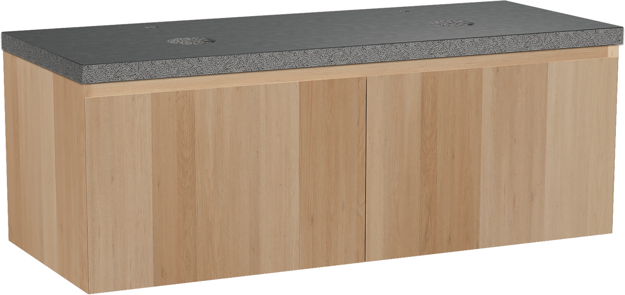 Balmani Idra meuble salle de bains suspendu 135 x 55 cm chêne naturel avec Rock tablette double en granit noir