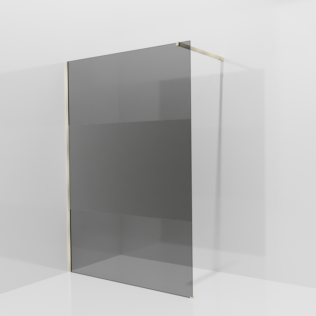 Balmani Modular inloopdouche: 140 x 200 cm, Rookglas met matte strook met coating, Brushed Champagne Gold profielen