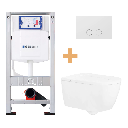 Villeroy & Boch ViClean-I100 douche toilet glanzend wit randloos met Geberit Sigma inbouwspoelreservoir UP320 met Burda frame en bedieningspaneel