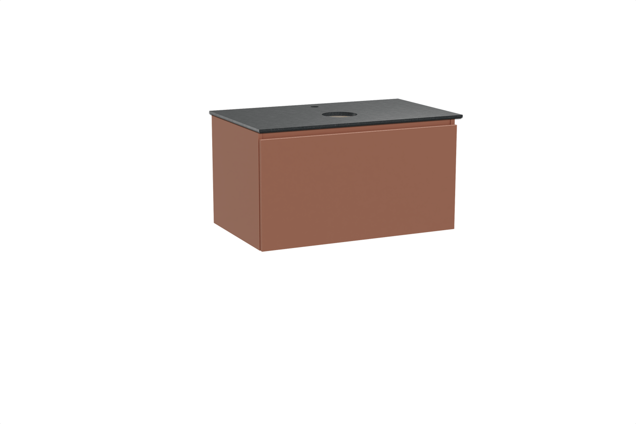 Balmani Sfera meuble salle de bains suspendu 90 x 55 cm cotto avec Facetta tablette simple en granit noir