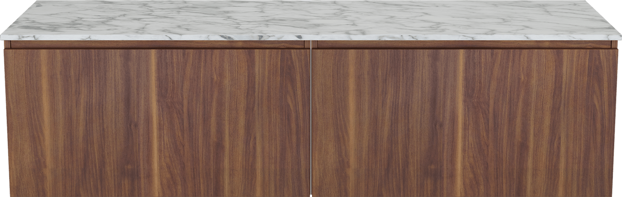 Balmani Sfera meuble salle de bains suspendu 180 x 55 cm noyer américain avec Stretto tablette simple ou double en marbre carrare