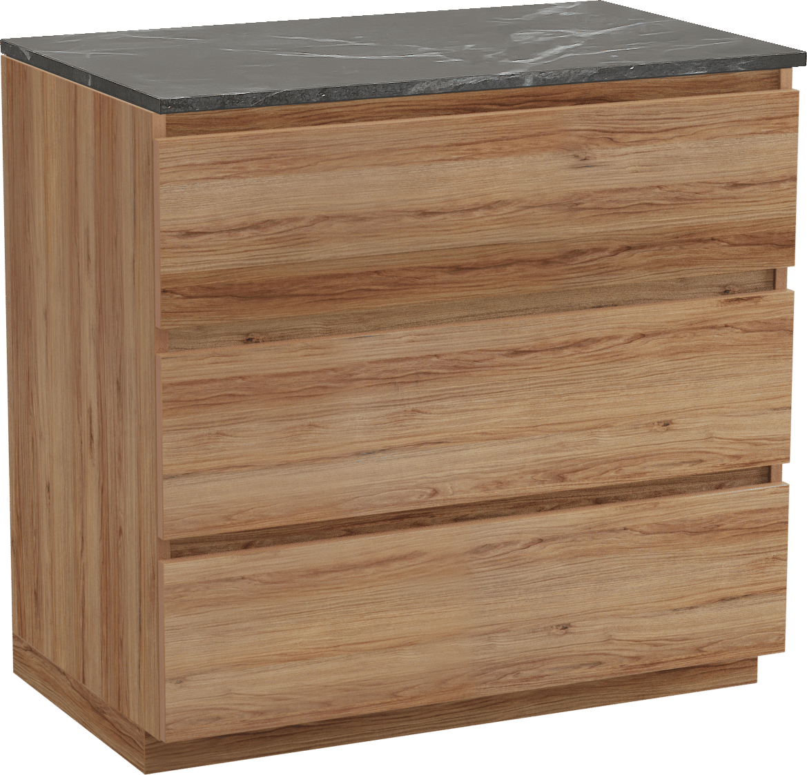 Balmani Lucida staand badmeubel 90 x 55 cm teakhout met Stretto enkel wastafelblad in marmer pietra grey