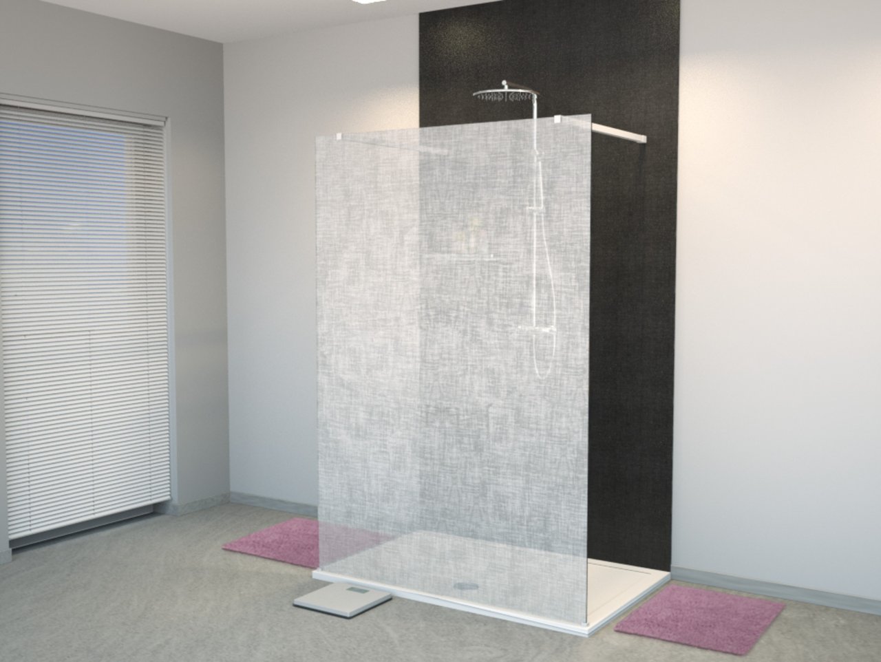 Balmani BMSS inloopdouche met vrijstaande wand 140 x 200 cm linnen wit glas glanzend chroom profiel