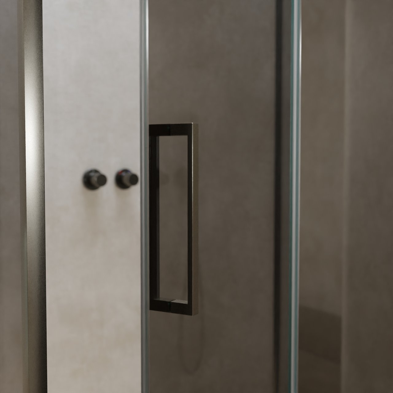 Balmani Senses Design douche en coin avec porte pivotante à droite et paroi latérale fixe, 120 x 80 cm, Miroir Reflex, Profil Brushed GunMetal