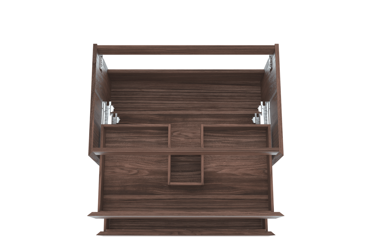 Balmani Mitra hängender Waschbeckenunterschrank: 90 x 55 cm, Nussbaum, Furnierholz, 2 Schubladen