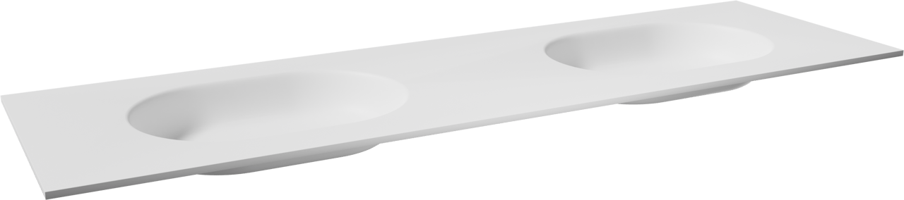 Balmani Tablo Oval dubbele wastafel mat witte Solid Surface 180 x 55 cm