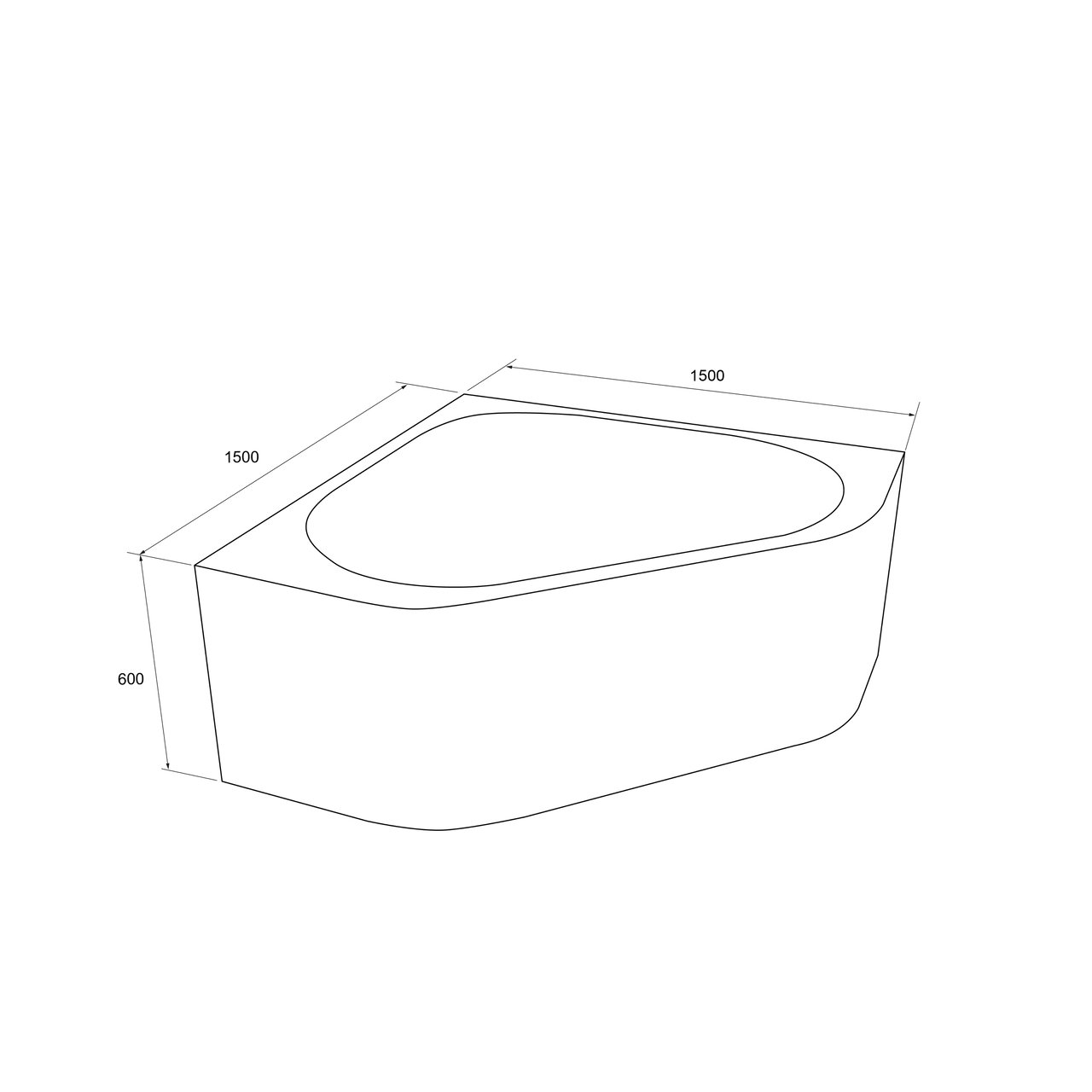 Luca Varess Idol baignoire d'angle gauche ou droite duo 150 x 150 cm acrylique blanc mat