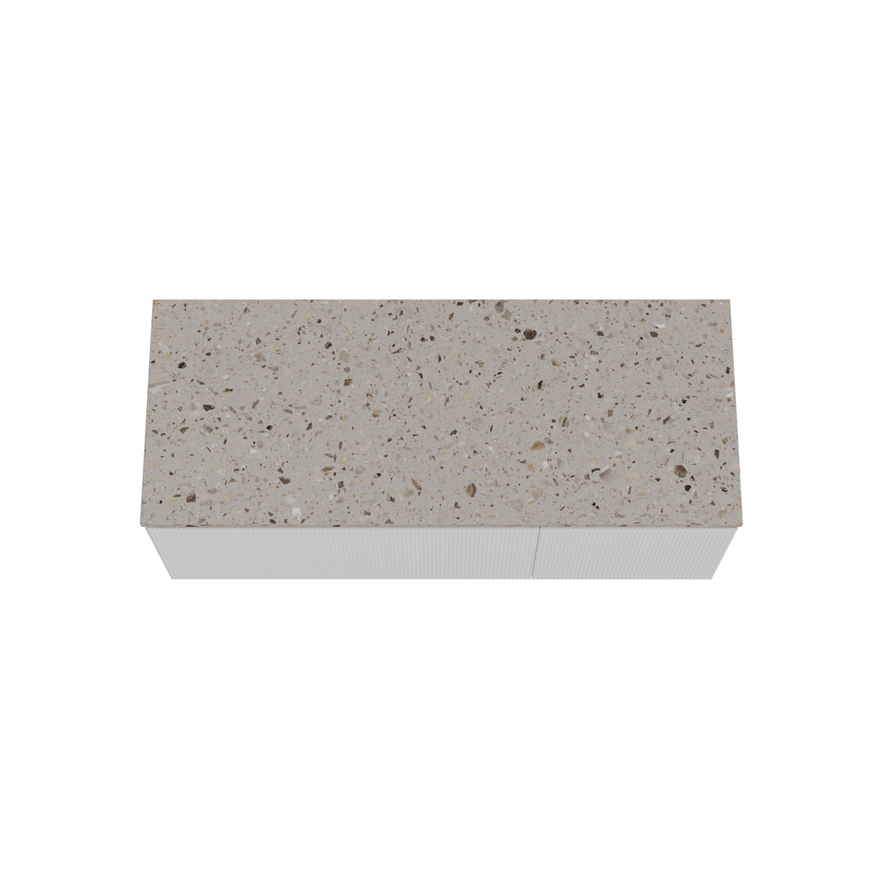 Balmani Fila by Mitra zwevend badmeubel 135 x 55 cm mat wit met Stretto enkel of dubbel wastafelblad in terrazzo greige terrazzo, Verticale symmetrische rechte ribbel
