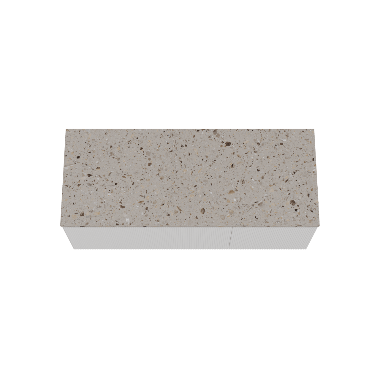 Balmani Fila meuble salle de bains suspendu 135 x 55 cm blanc mat avec Stretto tablette simple ou double en terrazzo greige terrazzo, Nervure droite symétrique verticale