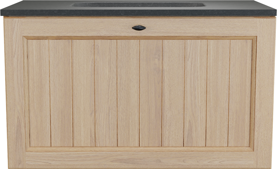 Balmani Lemon zwevend badkamermeubel 90 x 55 cm, fineer natuur eik met Tablo Arcato enkele wastafel in graniet zwart